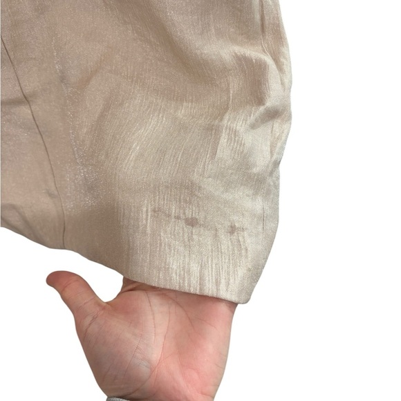 Alexia Admor Jewel Stone Crystal Neck Pleated Trapeze Dress Shimmer Taupe Tan S - Picture 8 of 11